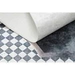 TOP! Kab. ANDRE 1863 mosható szőnyeg gyémánt, geometriai csúszásgátló - fehér / fekete 80x150 cm