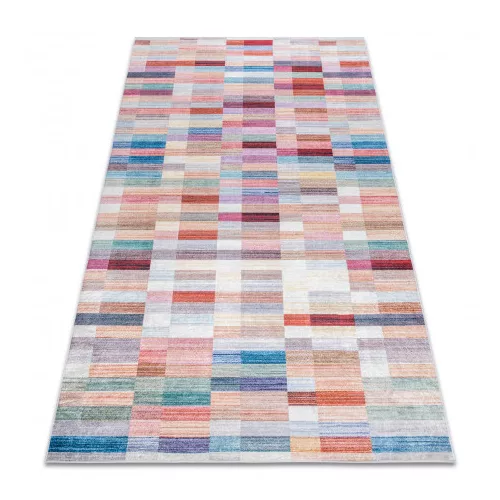 TOP! Kab. ANDRE 2295 mosható szőnyeg Csík csúszásgátló - rózsaszín / kék 80x150 cm