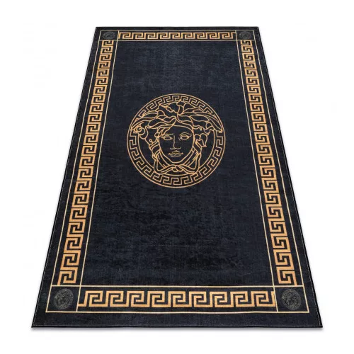 TOP! Kab. ANDRE 1972 mosható szőnyeg Keret medúza görög csúszásgátló - fekete / arany  120x170 cm