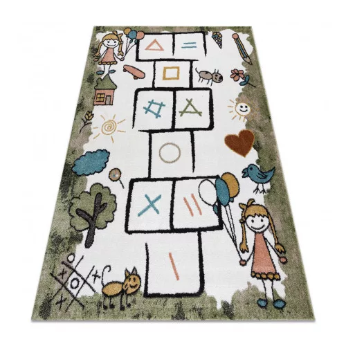 TOP! Kab. Szőnyeg FUN Hop gyerekeknek, ugróiskola, állatok zöld 140x190 cm