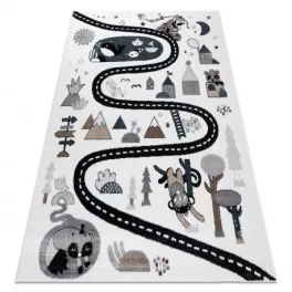  TOP! Kab. Szőnyeg FUN Route gyerekeknek, utca, állatok krém 120x170 cm