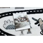 TOP! Kab. Szőnyeg FUN Route gyerekeknek, utca, állatok krém 120x170 cm