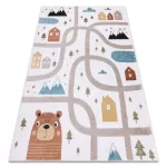 TOP! Kab. Szőnyeg FUN Polar gyerekeknek, utcák, erdő, krém 180x270 cm