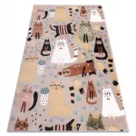 TOP! Kab. Szőnyeg FUN Kittens gyerekeknek, macskák bézs 120x170 cm