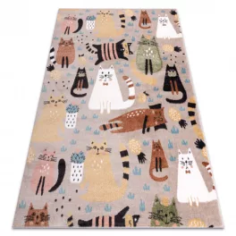   TOP! Kab. Szőnyeg FUN Kittens gyerekeknek, macskák bézs 120x170 cm