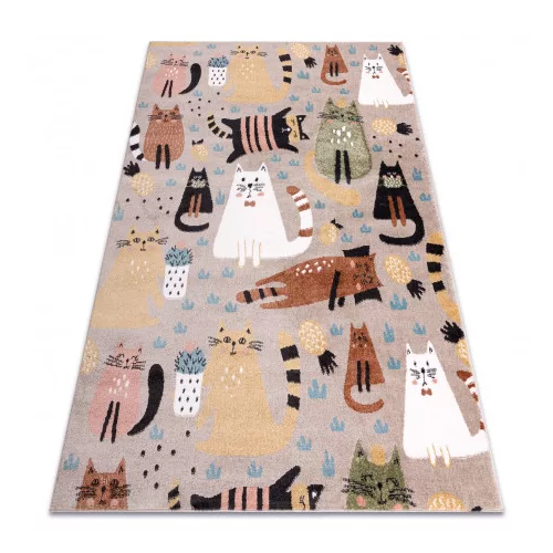 TOP! Kab. Szőnyeg FUN Kittens gyerekeknek, macskák bézs 120x170 cm