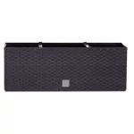 TOP! Rattan virágláda, Prosperplast Ratolla Case 500, antracit, 49,2 x 17,2 cm, magasság: 17,4 cm, CWS öntözőrendszerrel, 12 l, rattan hatású