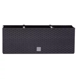   TOP! Rattan virágláda, Prosperplast Ratolla Case 500, antracit, 49,2 x 17,2 cm, magasság: 17,4 cm, CWS öntözőrendszerrel, 12 l, rattan hatású