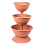 TOP! Műanyag háromszintes virágcserép, Strend Pro Garden Pyramid, terrakotta, átmérők: 25 cm / 32,5 cm / 40 cm, magasság: 79 cm, kerek