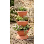 TOP! Műanyag háromszintes virágcserép, Strend Pro Garden Pyramid, terrakotta, átmérők: 25 cm / 32,5 cm / 40 cm, magasság: 79 cm, kerek