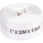 TOP! Nyomótömlő, Strend Pro Garden, fehér, B típus, 3", 20 m, vég nélkül, szivattyúkhoz, poliészter + gumírozott PVC belső, 0–80°C-ig hőálló, maximum 8 bar