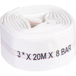   TOP! Nyomótömlő, Strend Pro Garden, fehér, B típus, 3", 20 m, vég nélkül, szivattyúkhoz, poliészter + gumírozott PVC belső, 0–80°C-ig hőálló, maximum 8 bar