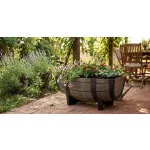 TOP! Műanyag virágláda, Strend Pro Garden Woodeff, barna, 41 x 29 cm, magasság: 19 cm, hordó formájú, 11 l, fahatású