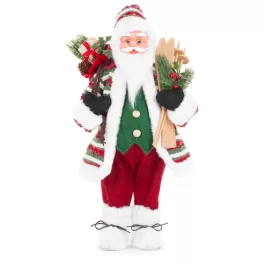  TOP! MagicHome karácsonyi dekoráció, Mikulás sítalppal, 46 cm