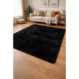   TOP! Den. Furlux fekete 60 x 110cm egyszínű extra puha shaggy szőnyeg