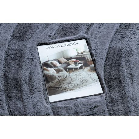 Kab. Modern, mosható szőnyeg LAPIN kör shaggy, csúszásgátló fekete / elefántcsont kör 160 cm