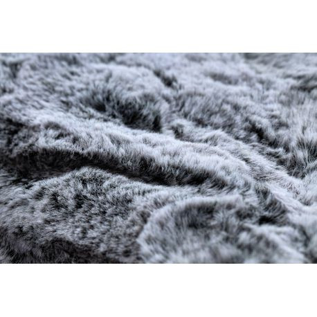 Kab. Modern, mosható szőnyeg LAPIN kör shaggy, csúszásgátló fekete / elefántcsont kör 160 cm