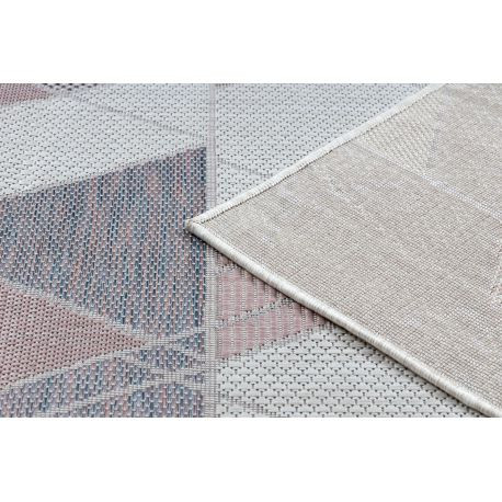 Kab. Fonott sizal szőnyeg SION Geometriai, háromszögek 3006 lapos szövött ecru / rózsaszín 160x220 cm