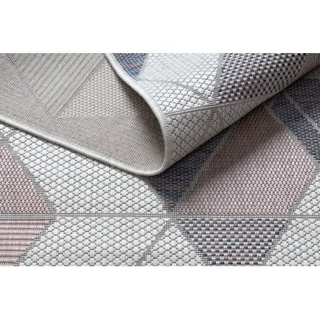 Kab. Fonott sizal szőnyeg SION Geometriai, háromszögek 3006 lapos szövött ecru / rózsaszín 160x220 cm