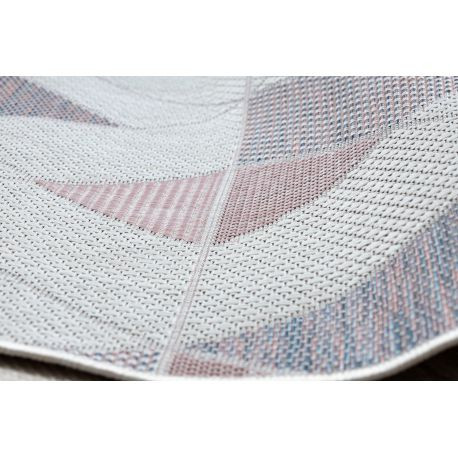 Kab. Fonott sizal szőnyeg SION Geometriai, háromszögek 3006 lapos szövött ecru / rózsaszín 160x220 cm