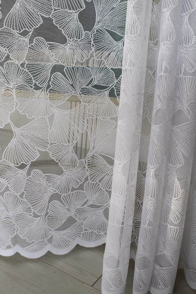 TRD. Kész függöny Amelia fehér Leveles mintás 500x250cm