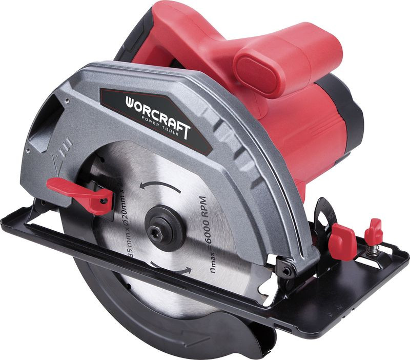 Elektromos körfűrész, Worcraft CS15-185, 1500 W, 185 mm tárcsa, 5000 fordulat/perc, 0-45° állítható, fűrészlapvédő, reteszelő kapcsoló