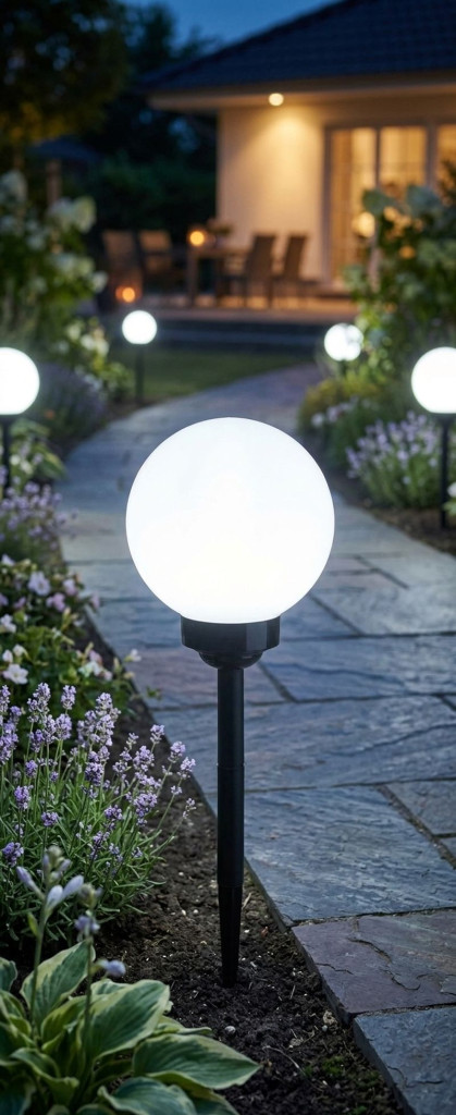 Napelemes kerti lámpa, Strend Pro Garden Birdun, fehér, 20 cm, 4 LED, hidegfehér fény, akkumulátoros, automatikus kapcsolás
