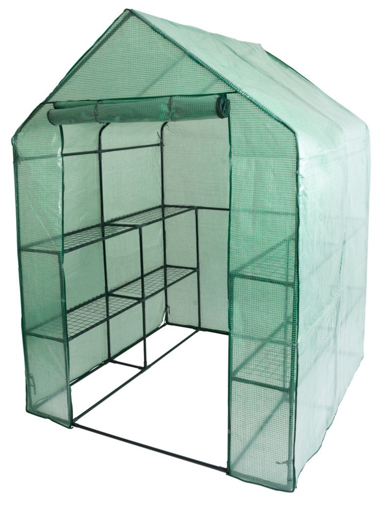 Melegágy, Strend Pro Garden X098, 142 x 142 x 193 cm, PE fólia, UV-álló, fémvázas, 4 polcos, feltekerhető nyílással (2172015)