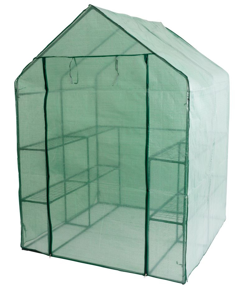 Melegágy, Strend Pro Garden X098, 142 x 142 x 193 cm, PE fólia, UV-álló, fémvázas, 4 polcos, feltekerhető nyílással (2172015)
