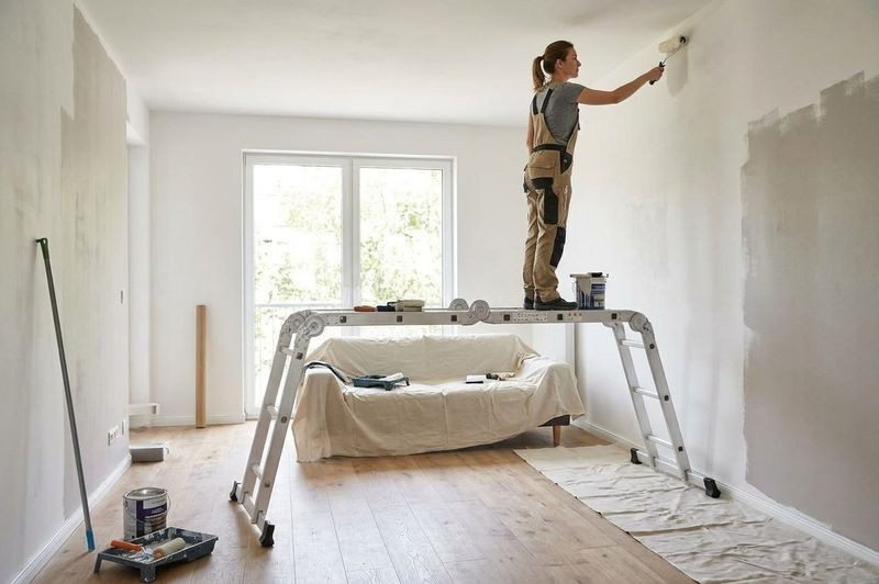 Multifunkciós létra, Strend Pro ML103, 4x3 fokos, 460 cm, ezüst, alumínium, többcélú, önzáró csuklós, stabilizátoros