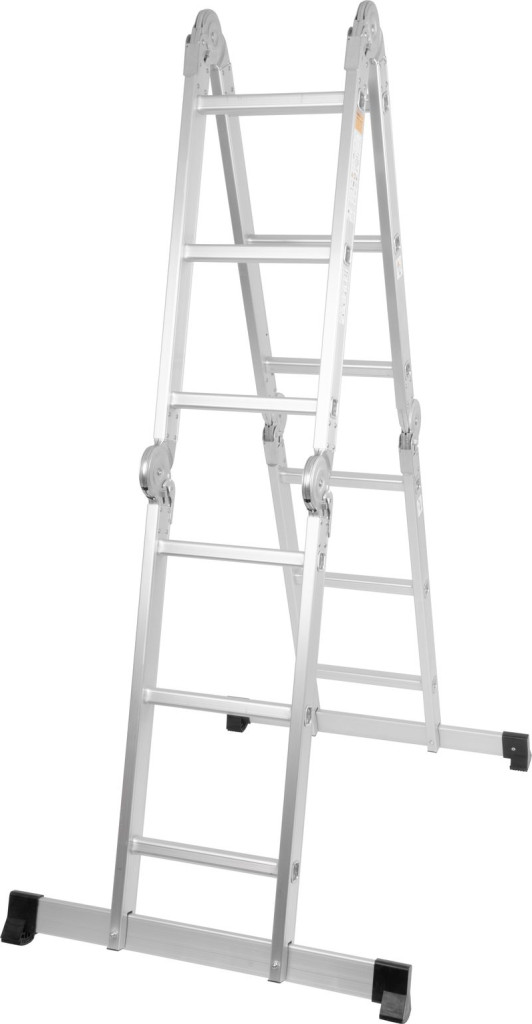 Multifunkciós létra, Strend Pro ML103, 4x3 fokos, 460 cm, ezüst, alumínium, többcélú, önzáró csuklós, stabilizátoros