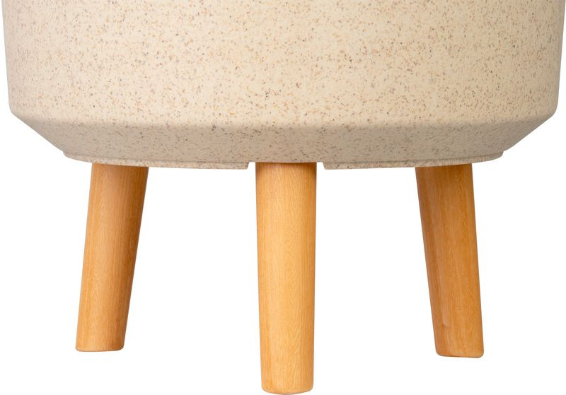 Műanyag virágcserép, Strend Pro Garden, bambuszszál, átmérő: 30 cm, magasság: 37 cm, fa lábakkal, 15,5 l, kerek