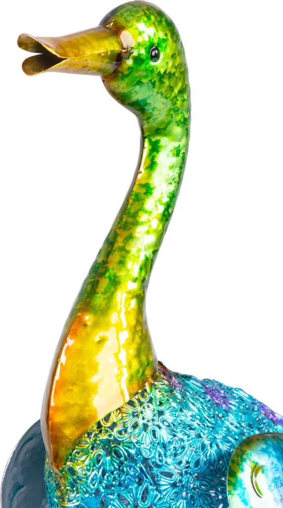Kerti dekoráció, MagicHome Mecco, kacsa, türkiz/arany, 27,5 x 15 x 47,5 cm, fém