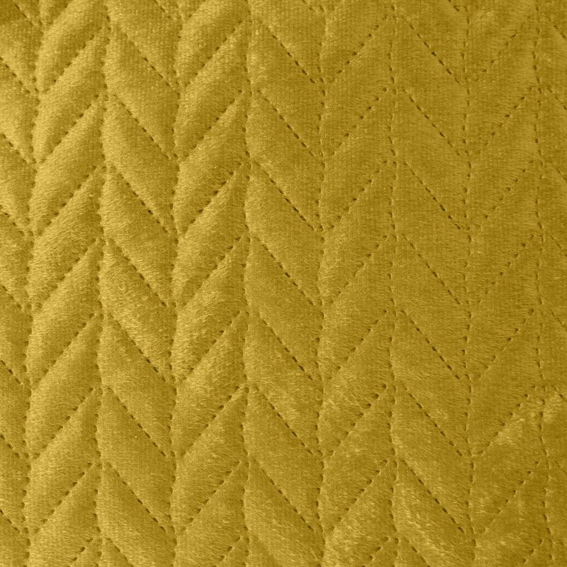 Luiz4 bársony ágytakaró halszálka mintával Mustársárga 170x210 cm