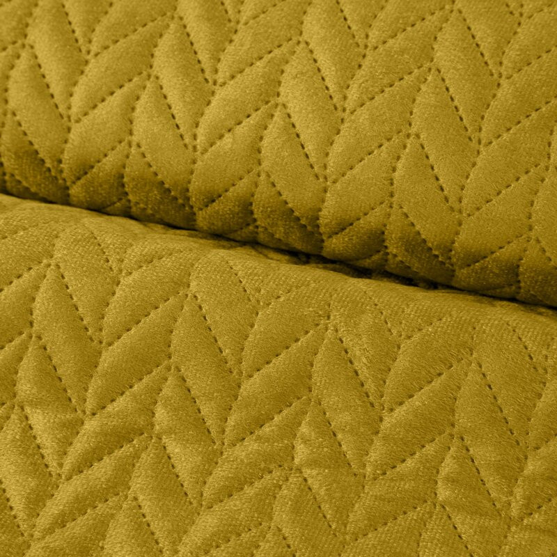 Luiz4 bársony ágytakaró halszálka mintával Mustársárga 170x210 cm