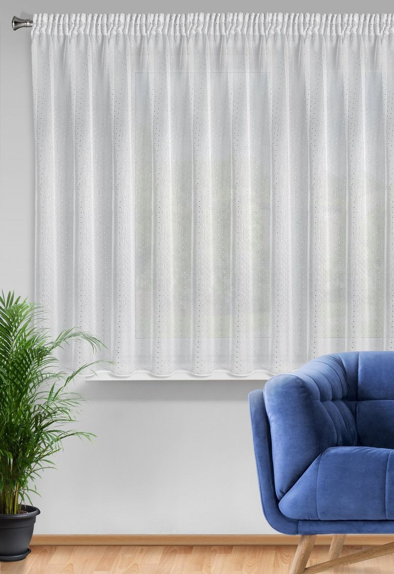 Sibel mintás dekor függöny Fehér/ezüst 300x150 cm