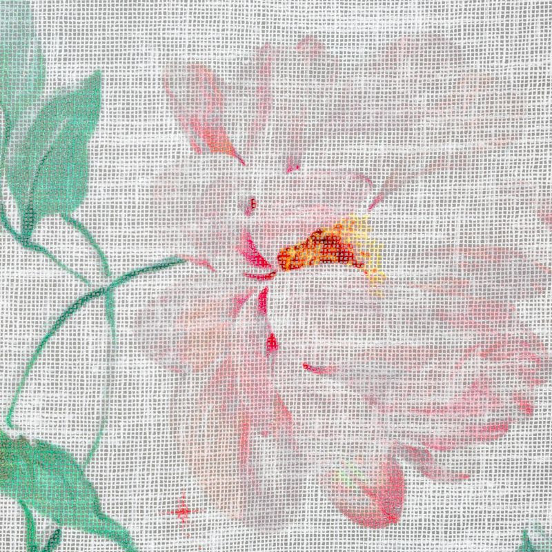 Asteja vitrázs függöny Fehér/rózsaszín 30x150 cm