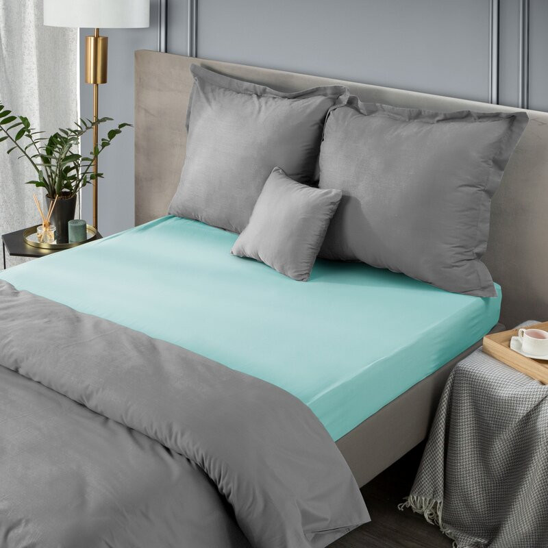 Jersey pamut gumis lepedő Menta 240x220 cm + 30 cm