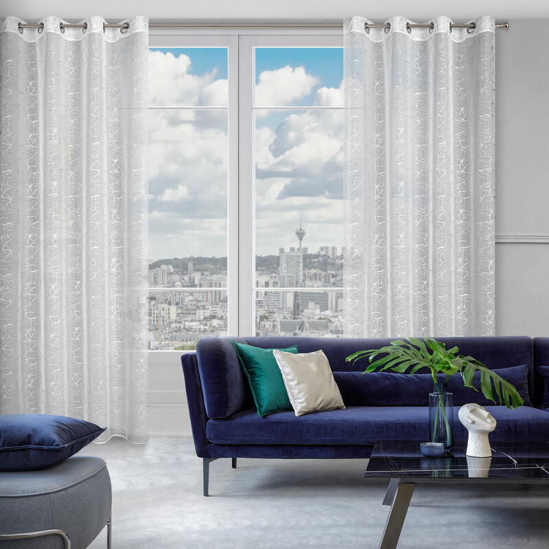 Reva etamin függöny márvány mintával Fehér 140x250 cm