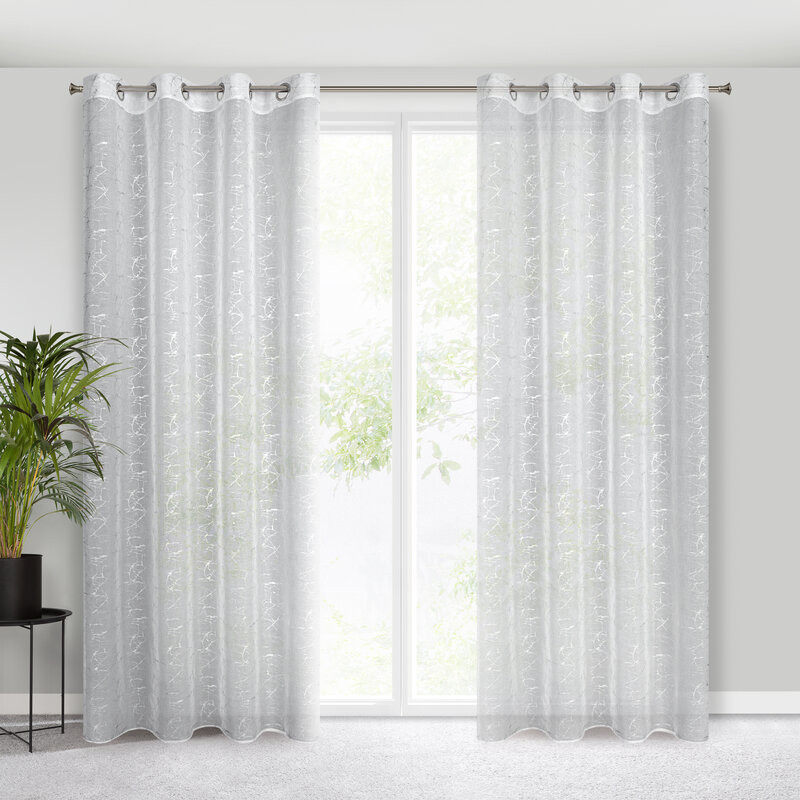 Reva etamin függöny márvány mintával Fehér 140x250 cm