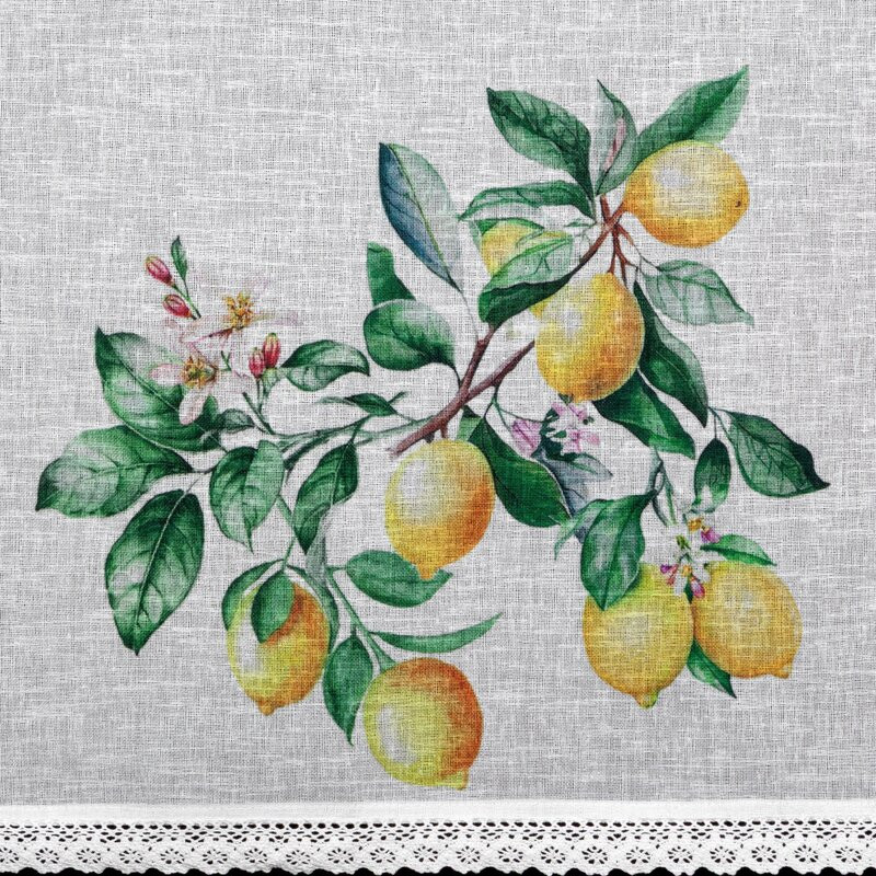 Cloe citrom mintás vitrázs függöny Fehér 90x150 cm