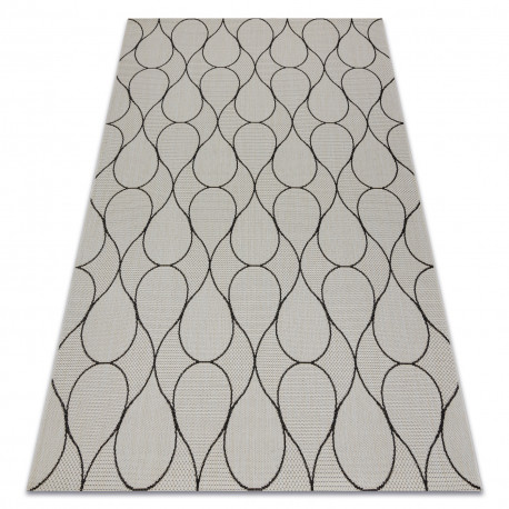 Kab. Fonott sizal flat szőnyeg 49379960 Cseppek krém / fekete 120x170 cm