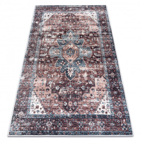 Kab. ANDRE 1826 mosható szőnyeg vintage csúszásgátló - barna / kék 160x220 cm Kab. ANDRE 1826 mosható szőnyeg vintage csúszásgátló - barna / kék 160x220 cm