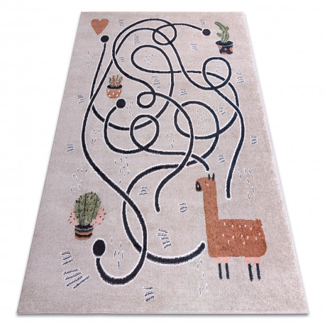 Kab. Szőnyeg FUN Game gyerekeknek, játék, láma bézs 160x220 cm
