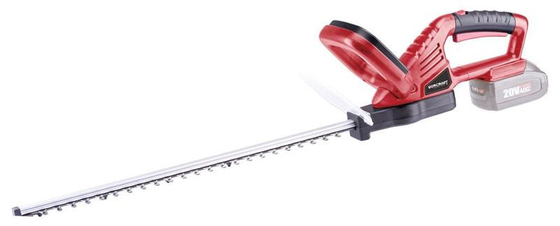 Akkumulátoros sövényvágó, Worcraft CHT-S20LiA ShareSYS, piros/fekete, 51 cm pengehossz, 20 V Li-Ion, 1200 löket/perc, ütésvédelem, maximum 20 mm ágvastagság, akkumulátor és töltő nélkül