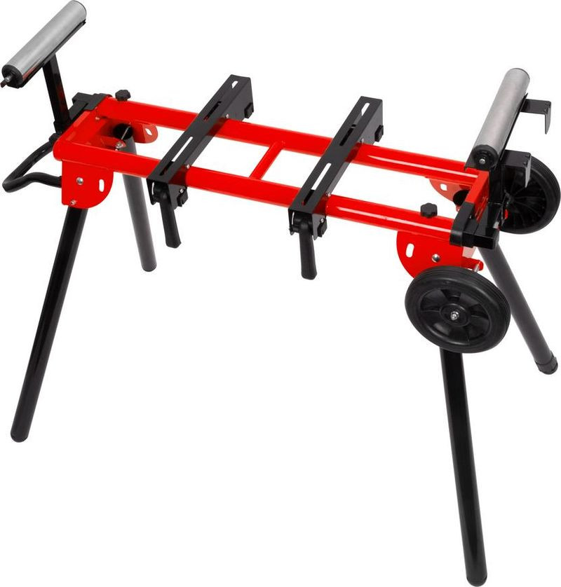 Gérvágó fűrész állvány, Strend Pro Premium, 104–250 x 79 x 82–98 cm, acél, összecsukható, állítható, görgős, maximum 150 kg teherbírás