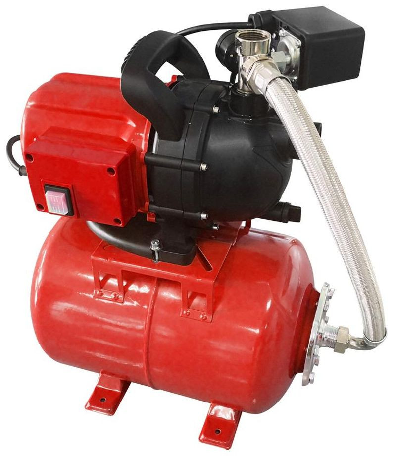 Házi vízmű, Strend Pro Garden, piros/fekete, 1000 W, tartály: 50 l, maximális átfolyás: 3500 l/óra, festett acél,tiszta vízhez és esővízhez