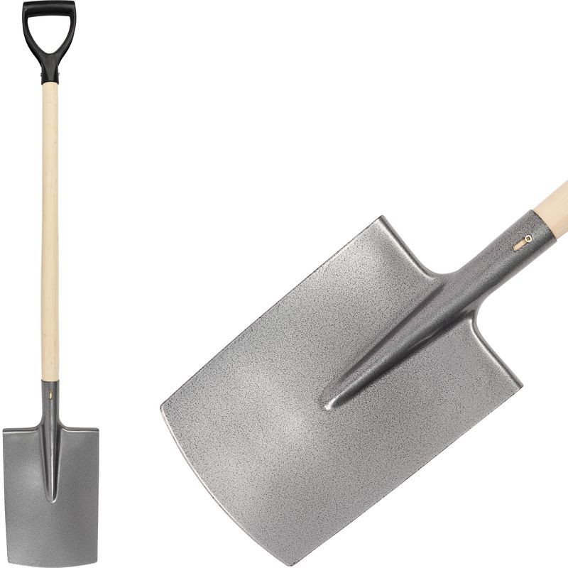 Ásó, Strend Pro Garden S592.WH, egyenes fej, szürke, acél fej, fa nyél, D markolat