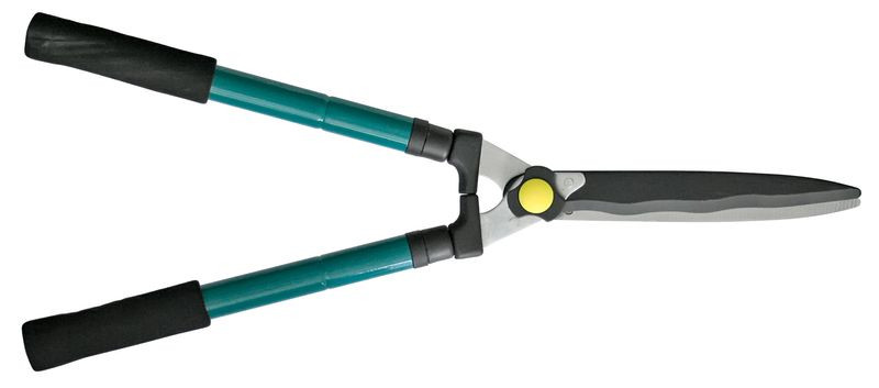 Sövényvágó olló, Strend Pro Garden KT3931A, zöld/fekete, 66–84 cm, acél nyél, hullámos acél penge, teleszkópos