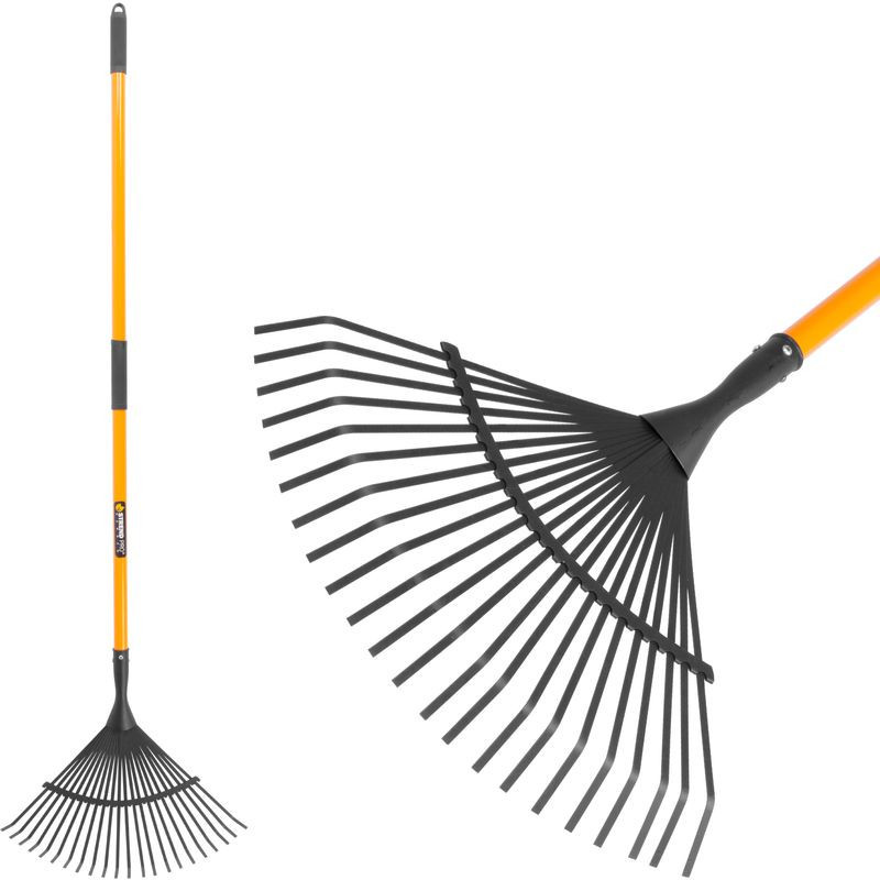 Lombseprű, gereblye, Strend Pro Garden, 22 fogú, műanyag fej, üvegszálas nyél, 45 cm munkaszélesség, 150 cm nyél